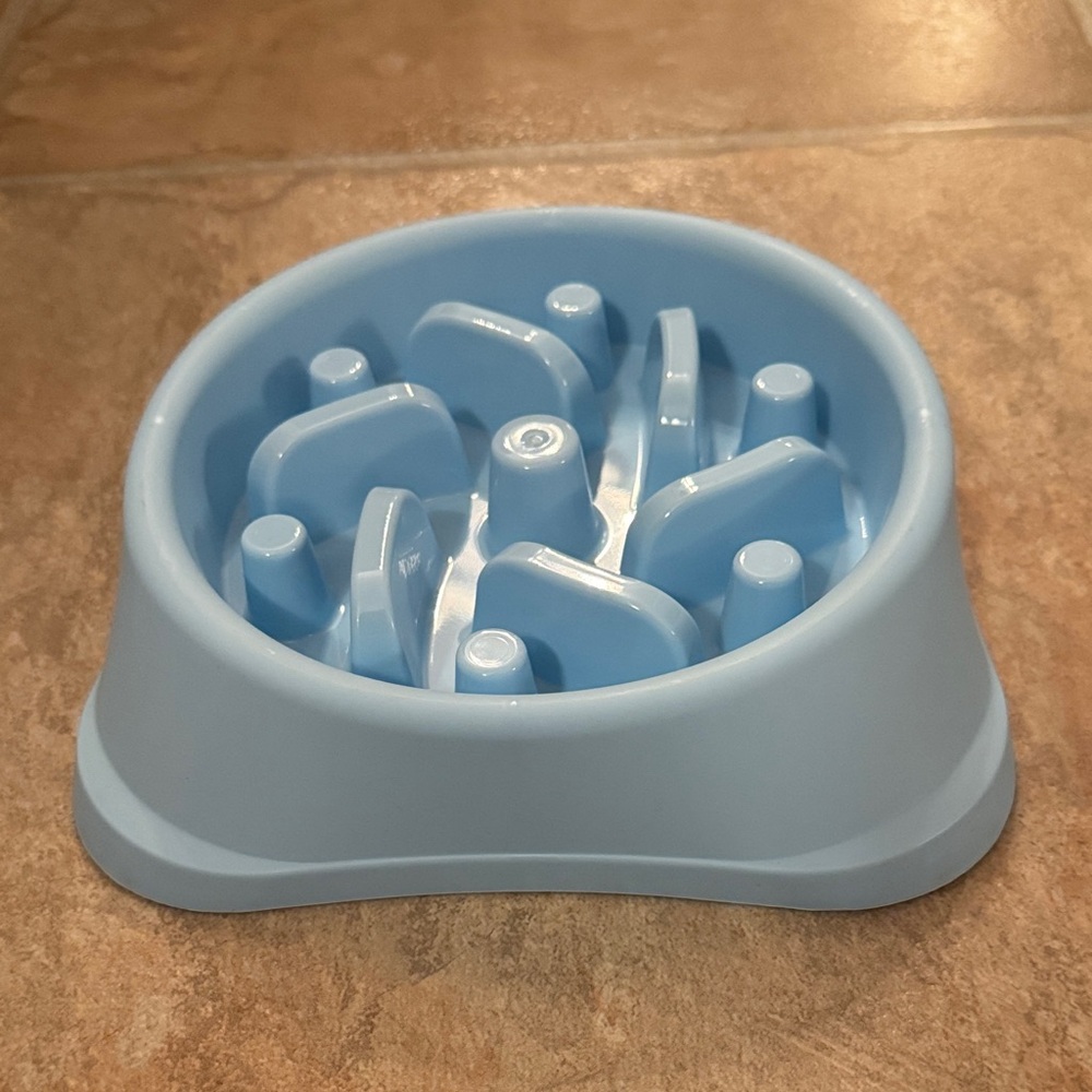 NEW Pale Blue Slow Feeder Maze Dog Bowl
